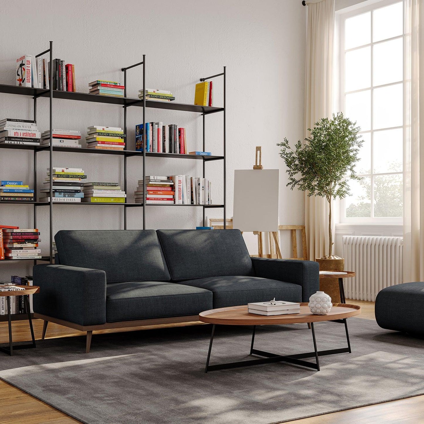 Canapé 3 places Aiden bleu foncé gris