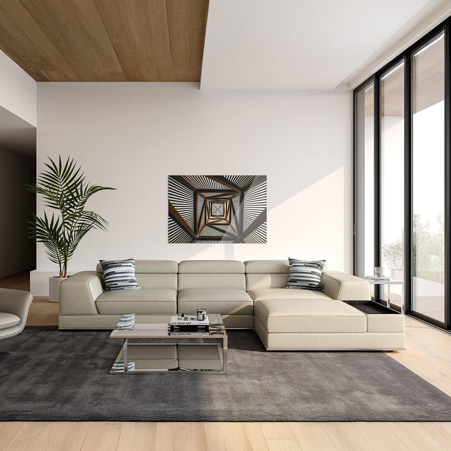 Canapé modulable sectionnel Amadeo gris clair