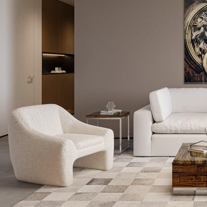 Fauteuil Amber Lounge Sherpa Blanc