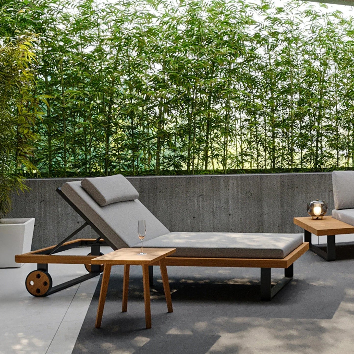 Chaise longue d'extérieur Bali gris clair