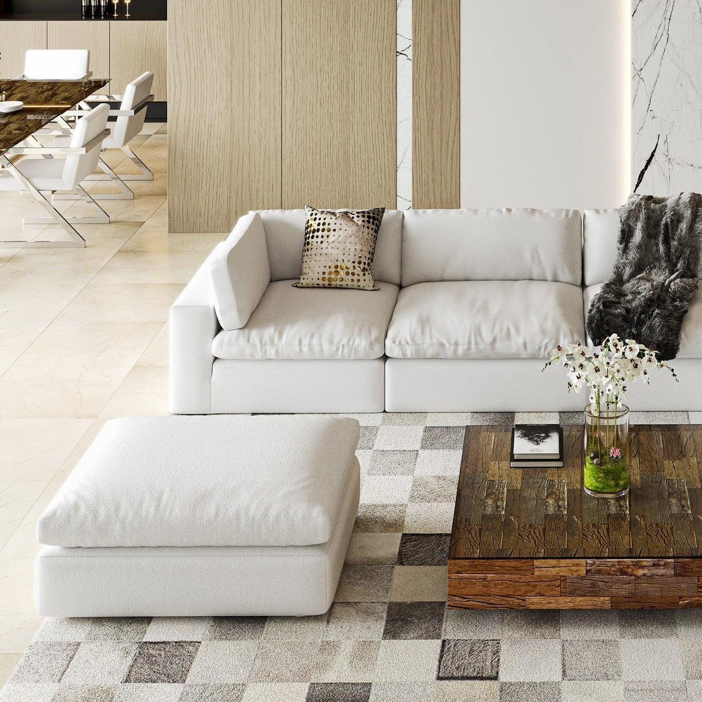 Bloom Ottoman Blanc