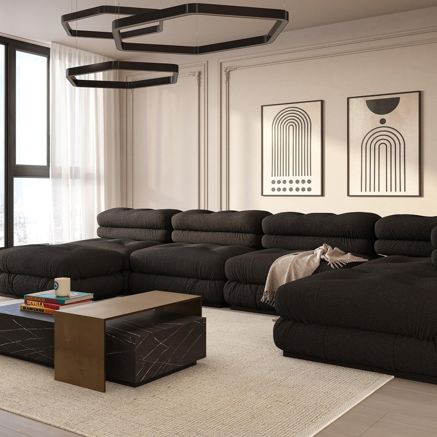 Canapé d'angle Cloud Boucle Noir | Édition limitée Modani x The Kooples