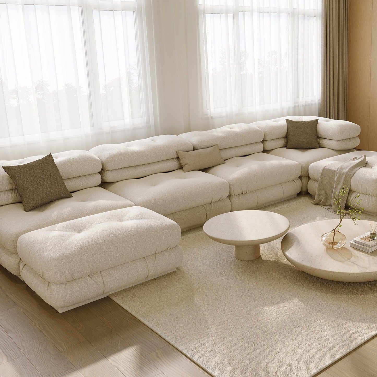 Canapé d'angle Cloud Boucle Blanc | Édition limitée Modani x The Kooples