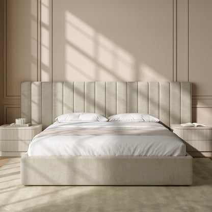 Lit King Size Rune en velours beige