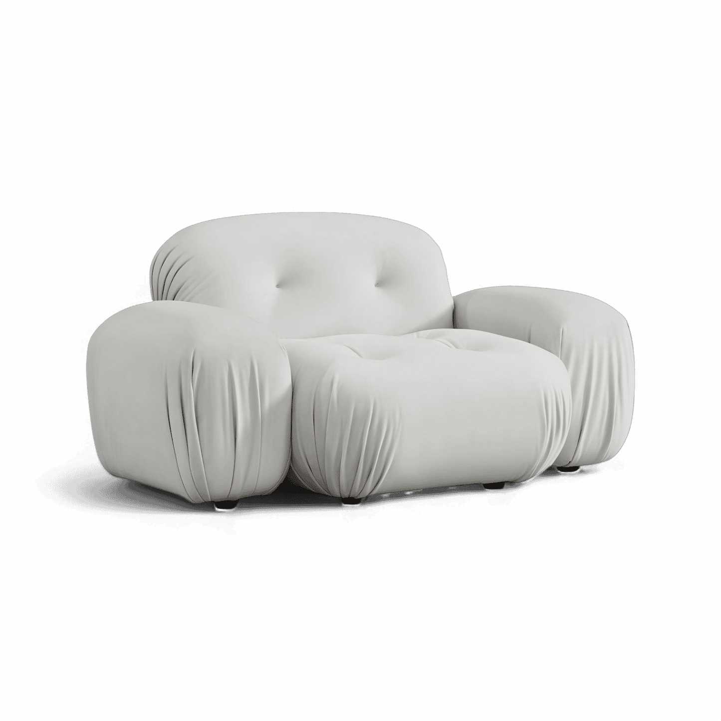Fauteuil Rune en velours blanc cassé