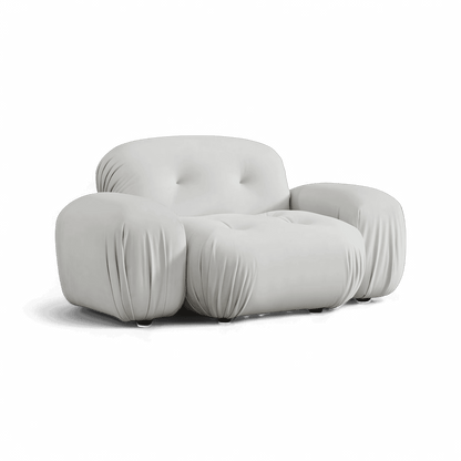 Fauteuil Rune en velours blanc cassé