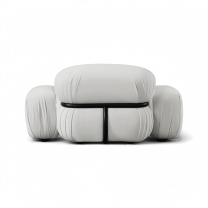 Fauteuil Rune en velours blanc cassé