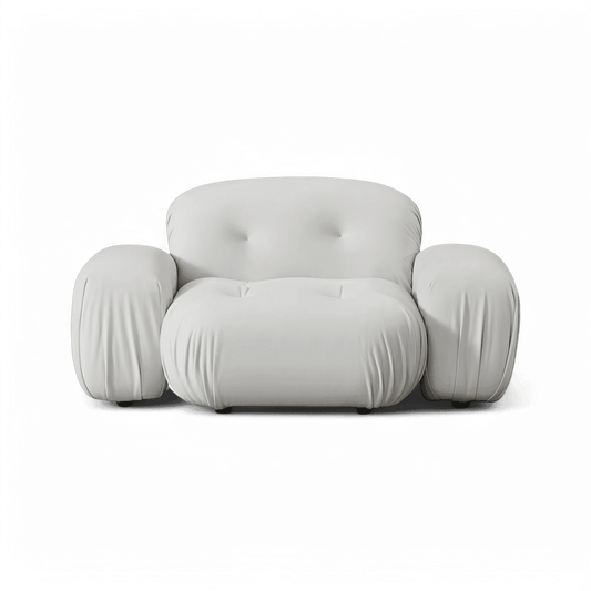 Fauteuil Rune en velours blanc cassé