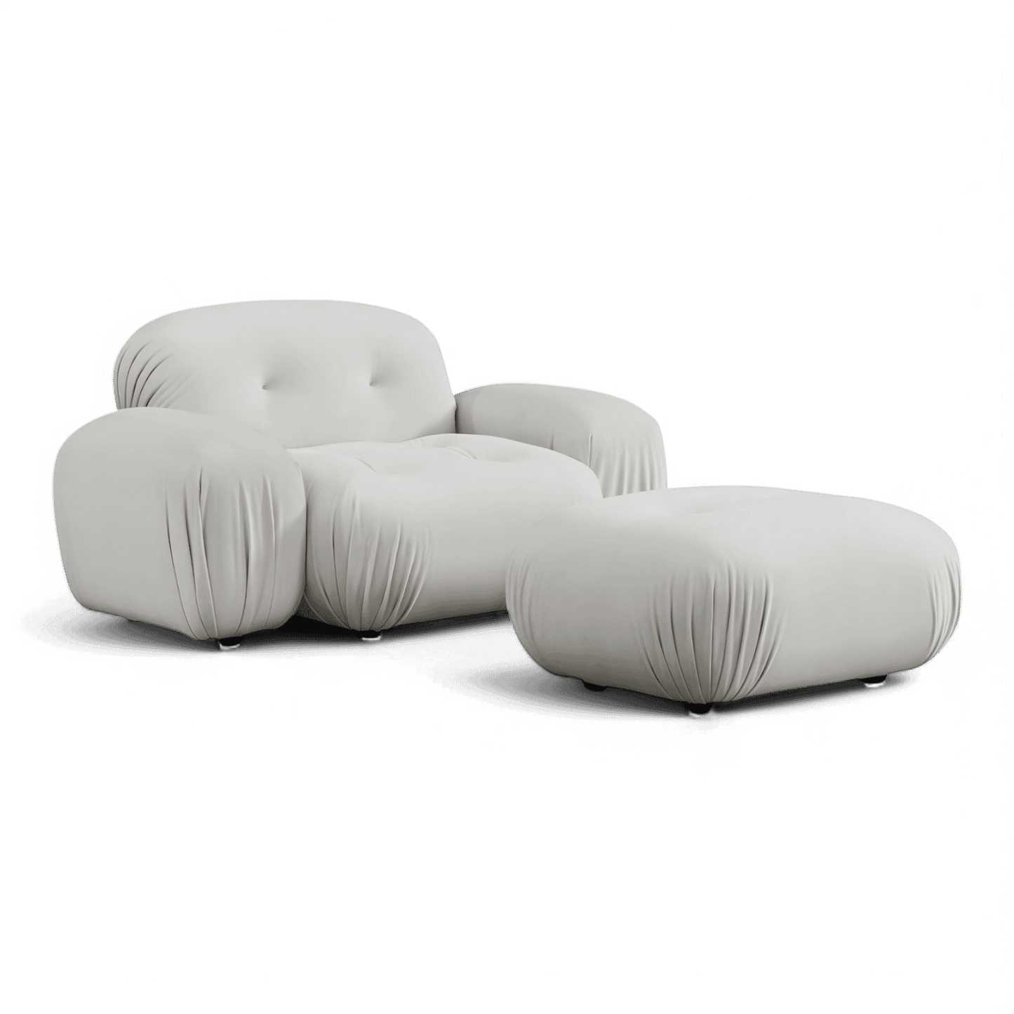 Fauteuil Rune en velours blanc cassé