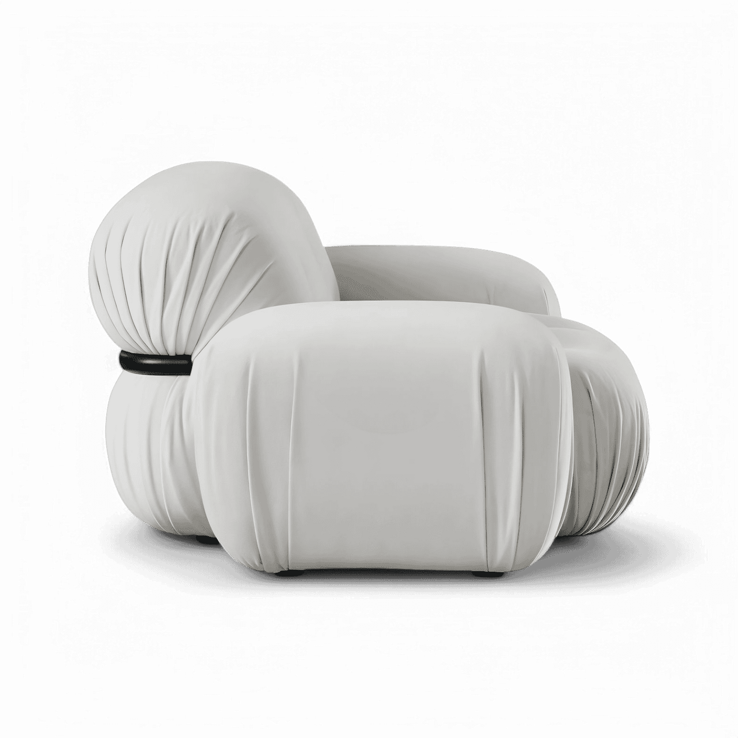Fauteuil Rune en velours blanc cassé