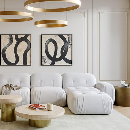 Ottoman Rune en velours blanc cassé