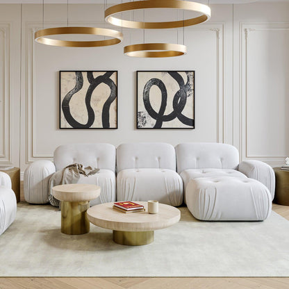 Canapé sectionnel Rune en velours blanc cassé