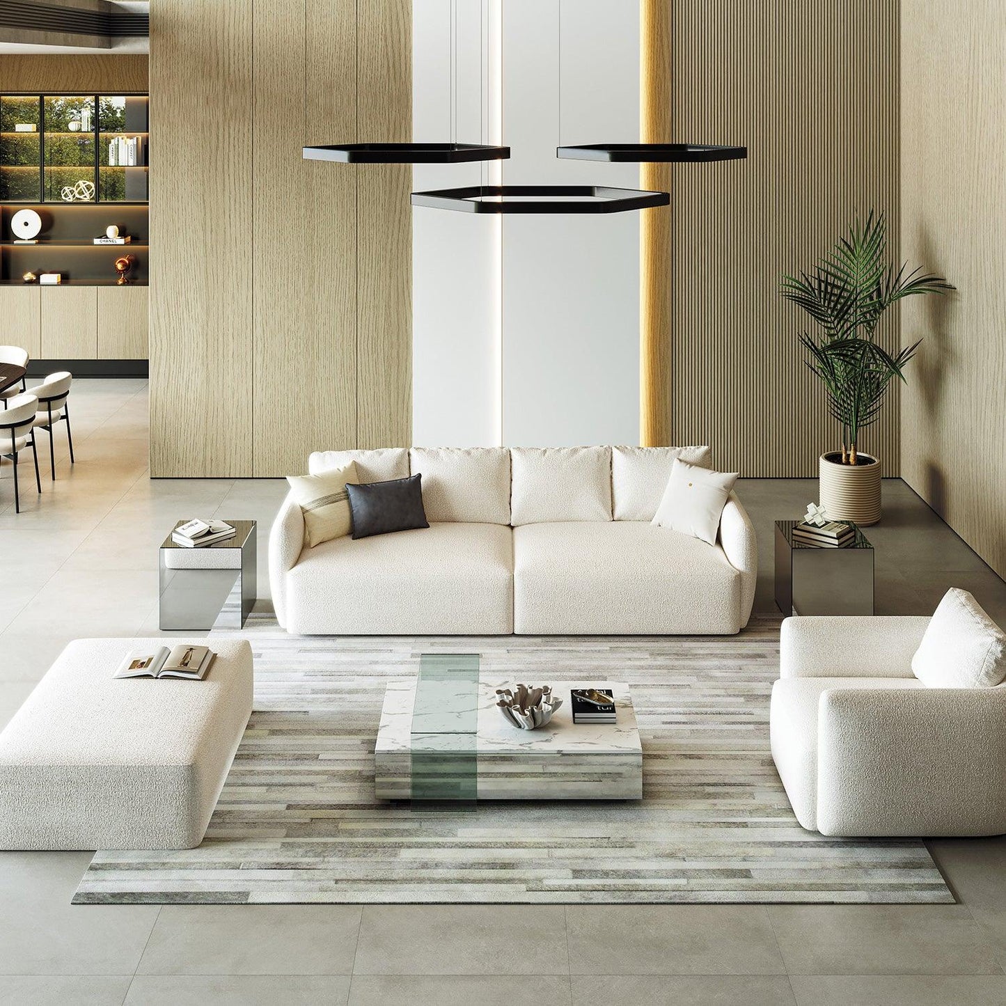 Gabriele Ottoman Blanc Boucle