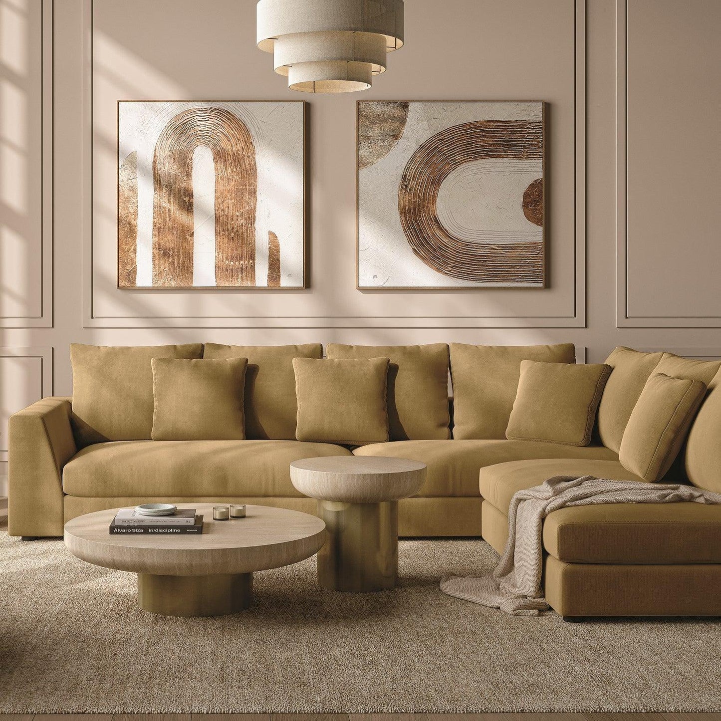 Canapé sectionnel Gianni en velours camel