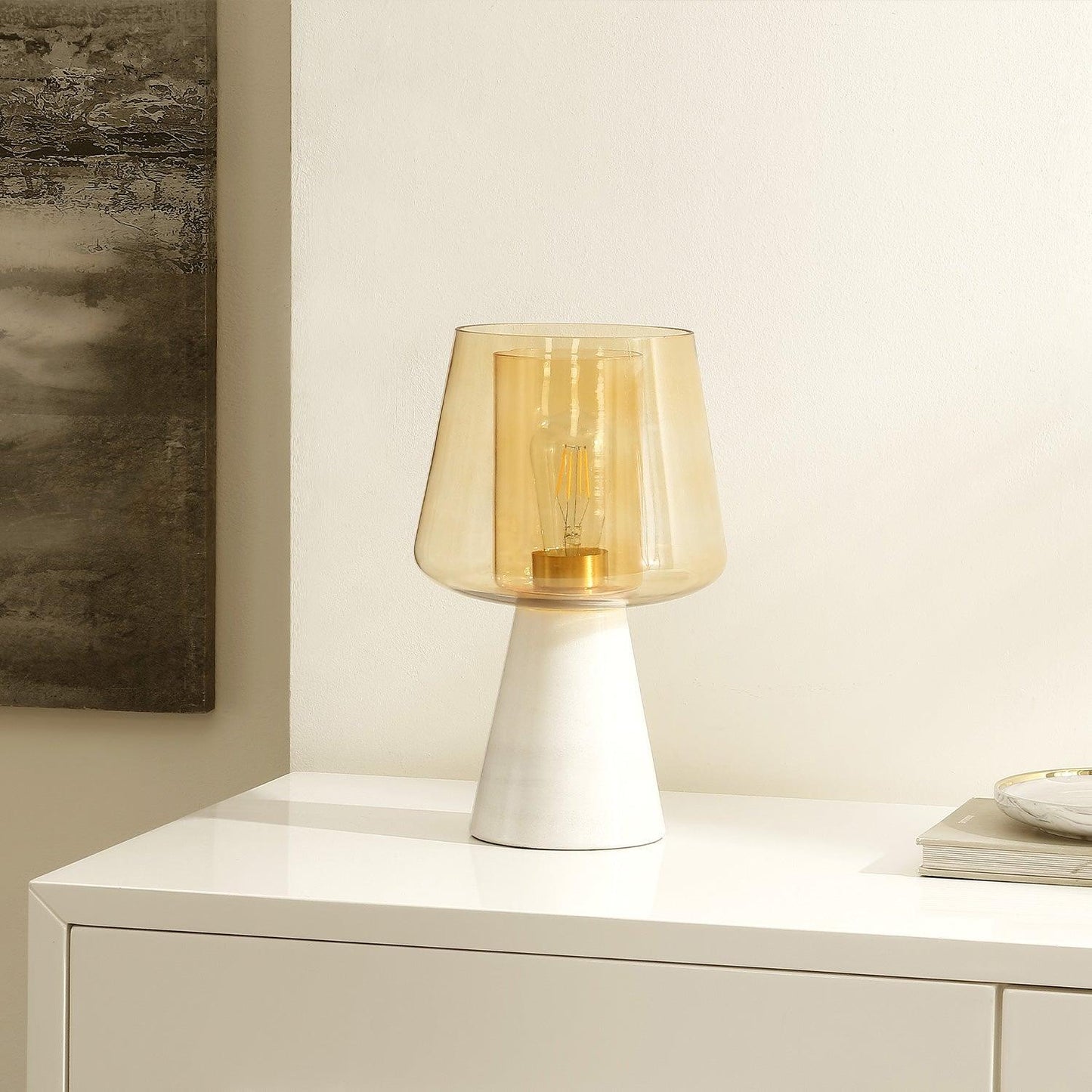 Lampe de table Liora blanche et ambre