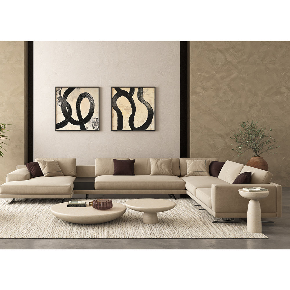 Canapé sectionnel Maestro en velours beige