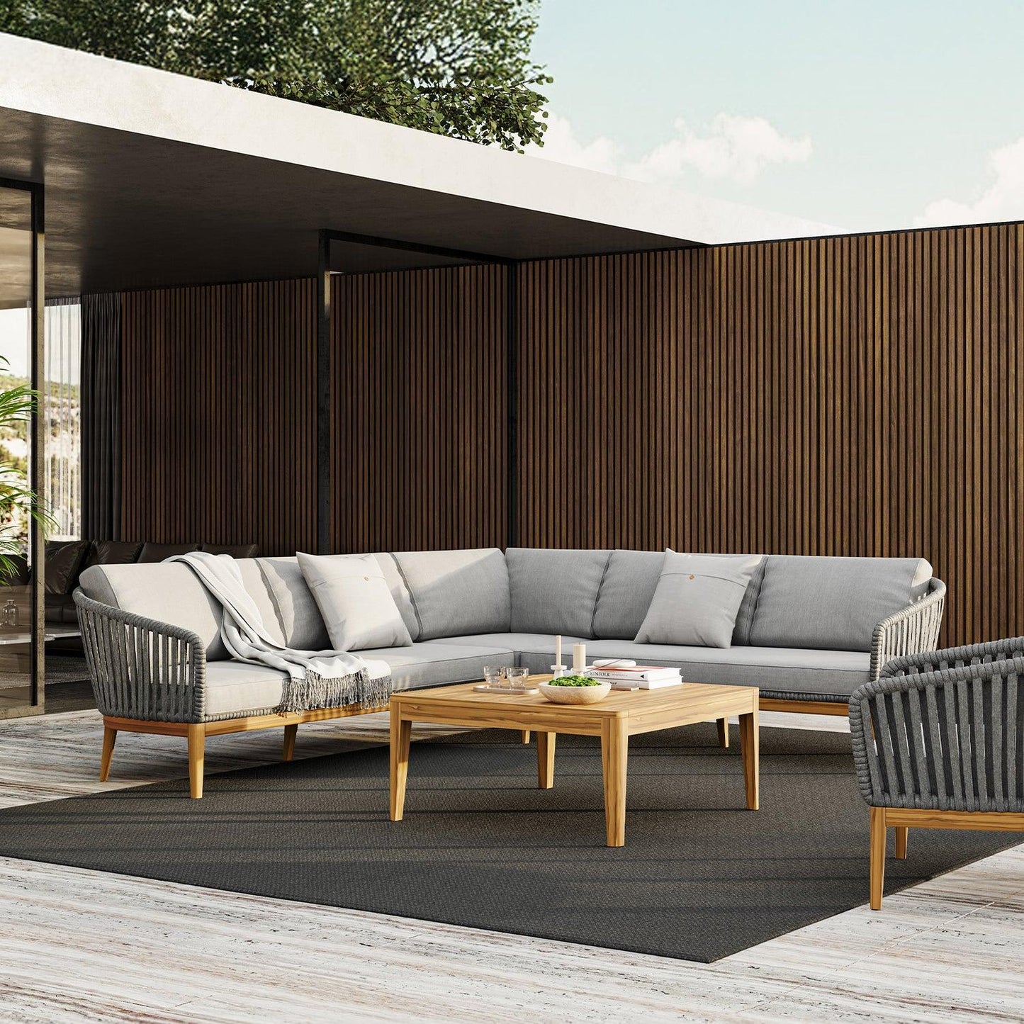 Canapé d'extérieur sectionnel Maui gris clair