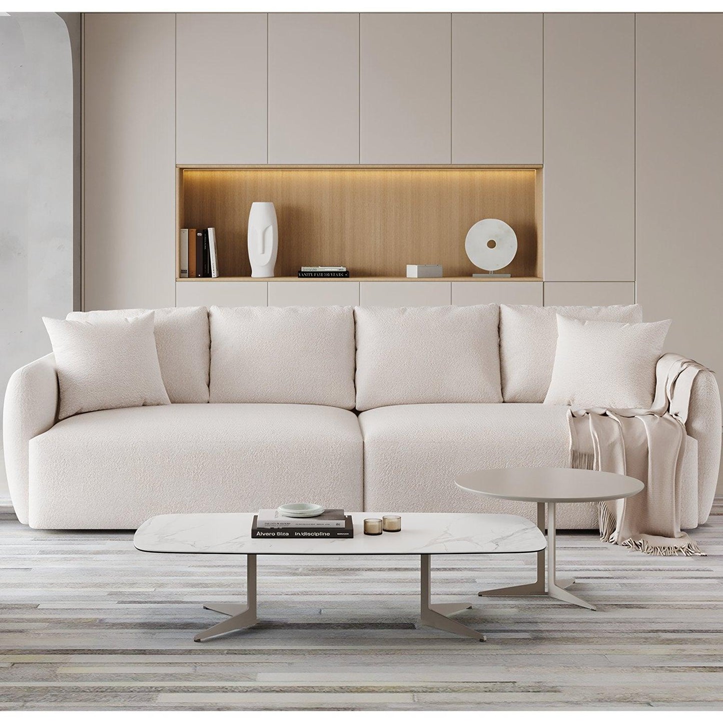 Ensemble de tables basses Orsino blanc et taupe