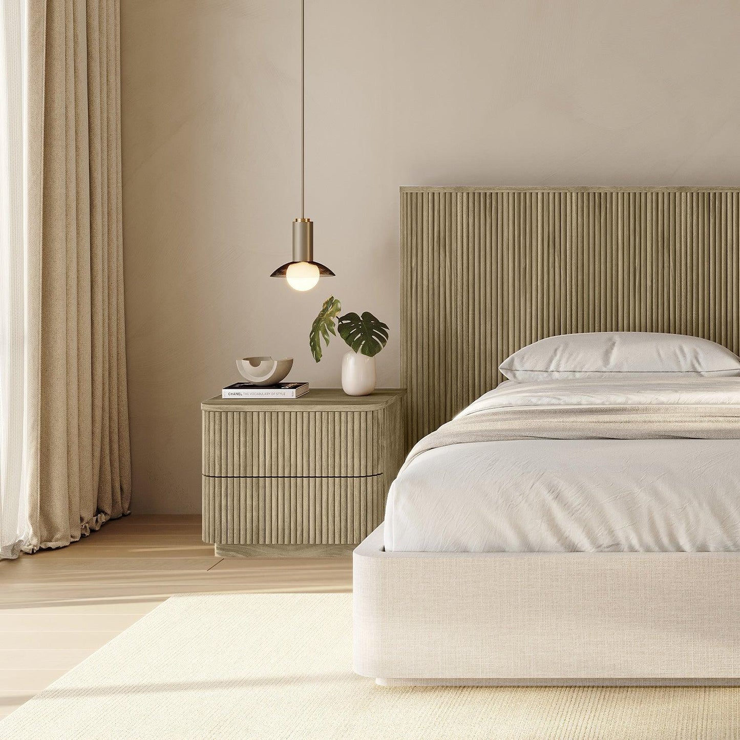 Table de chevet Oxford en chêne grège