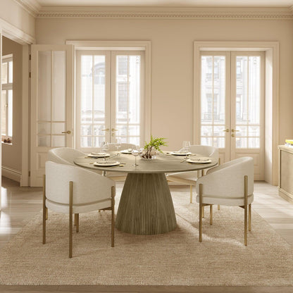 Table à manger ronde Oxford en chêne grège