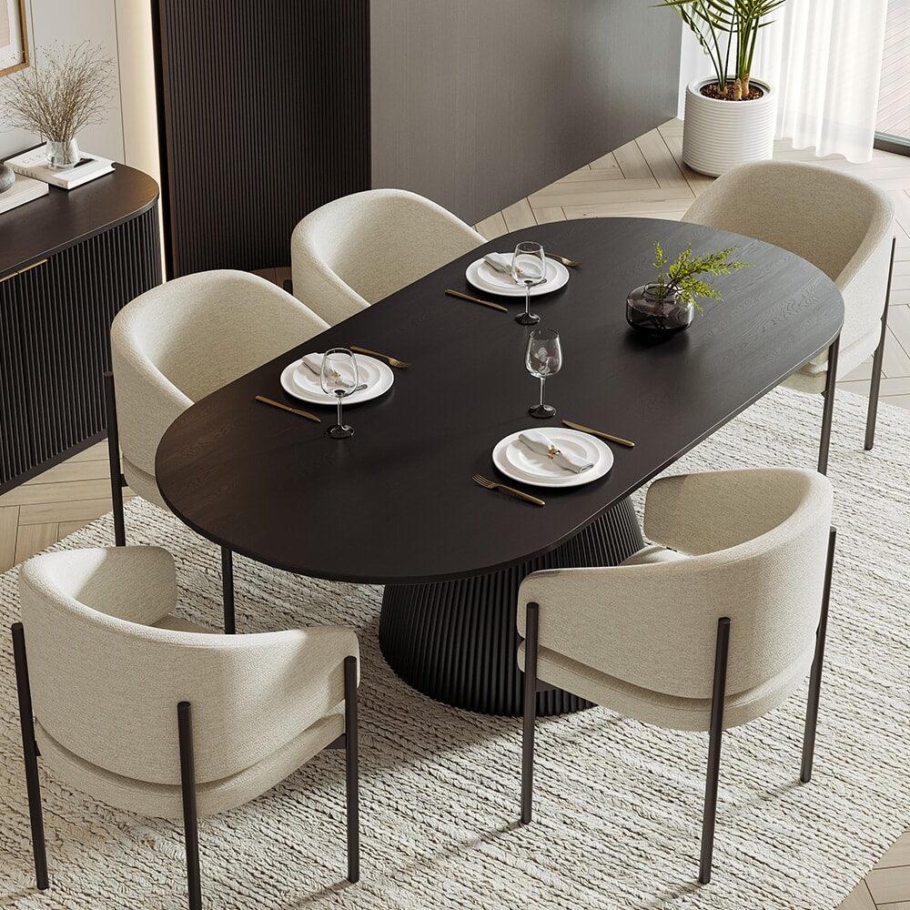 Chaise de salle à manger Oxford blanc cassé et cadre noir