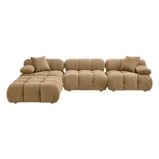Canapé modulable 4 pièces Solace Camel Velvet