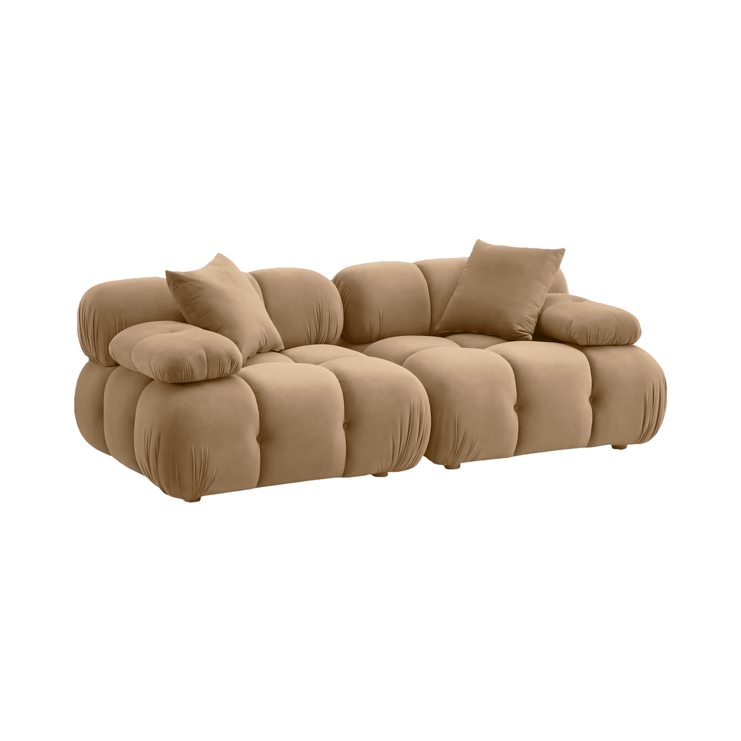 Causeuse modulaire en velours camel Solace