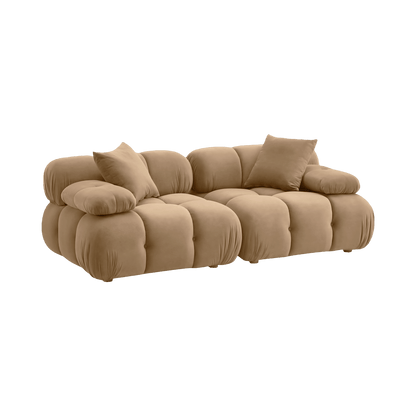 Causeuse modulaire en velours camel Solace