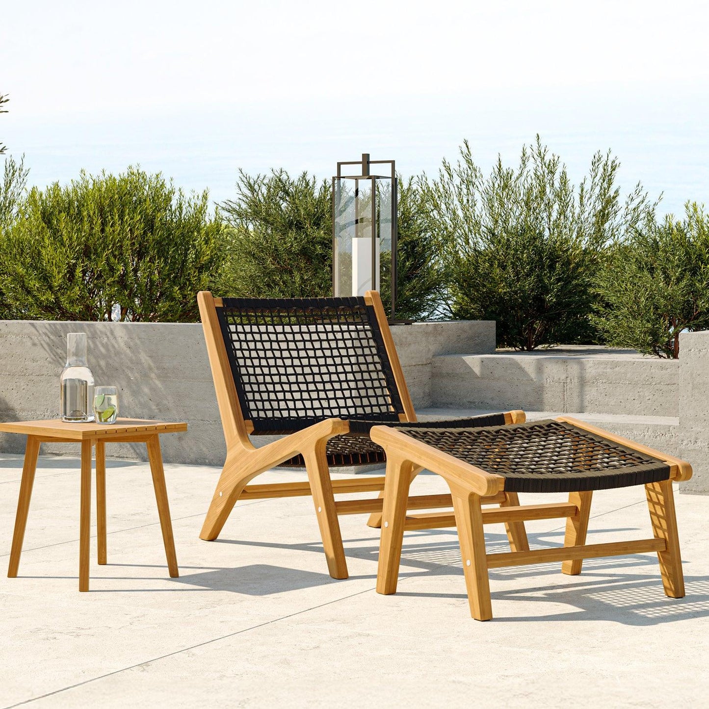 Pouf d'extérieur Tahiti gris foncé